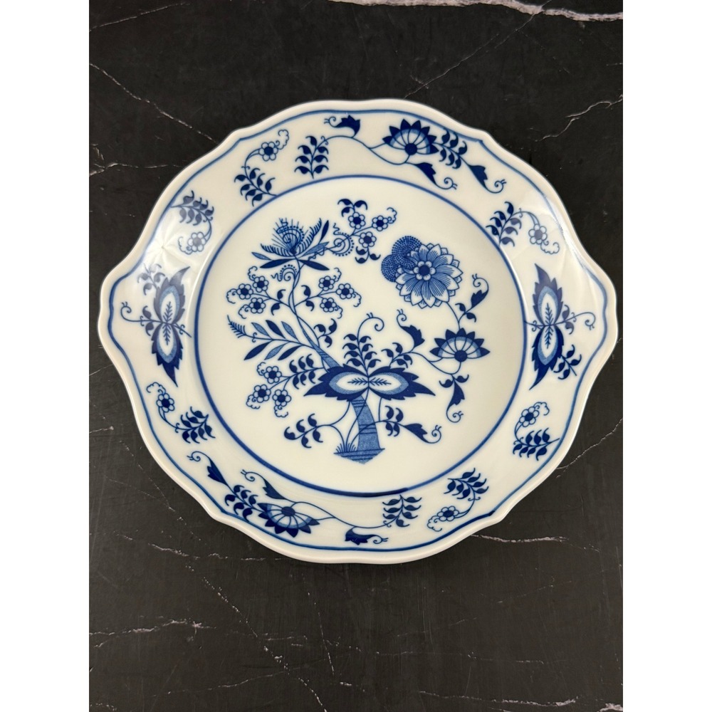 VTG Blue Danube Blue Onion Pattern Handled Au Gratin Dish 6 7/8in Wide